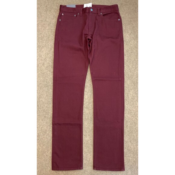 J Crew Jeans Mens 31X32 The Driggs Straight Leg Slim Fit Stretch Brick Red Denim - Picture 1 of 10